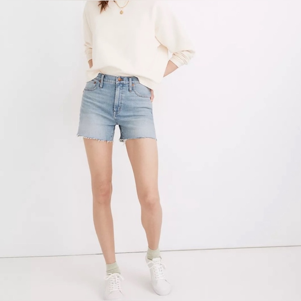 Madewell High Rise Light Blue Frayed Hem Denim Shorts Size 27